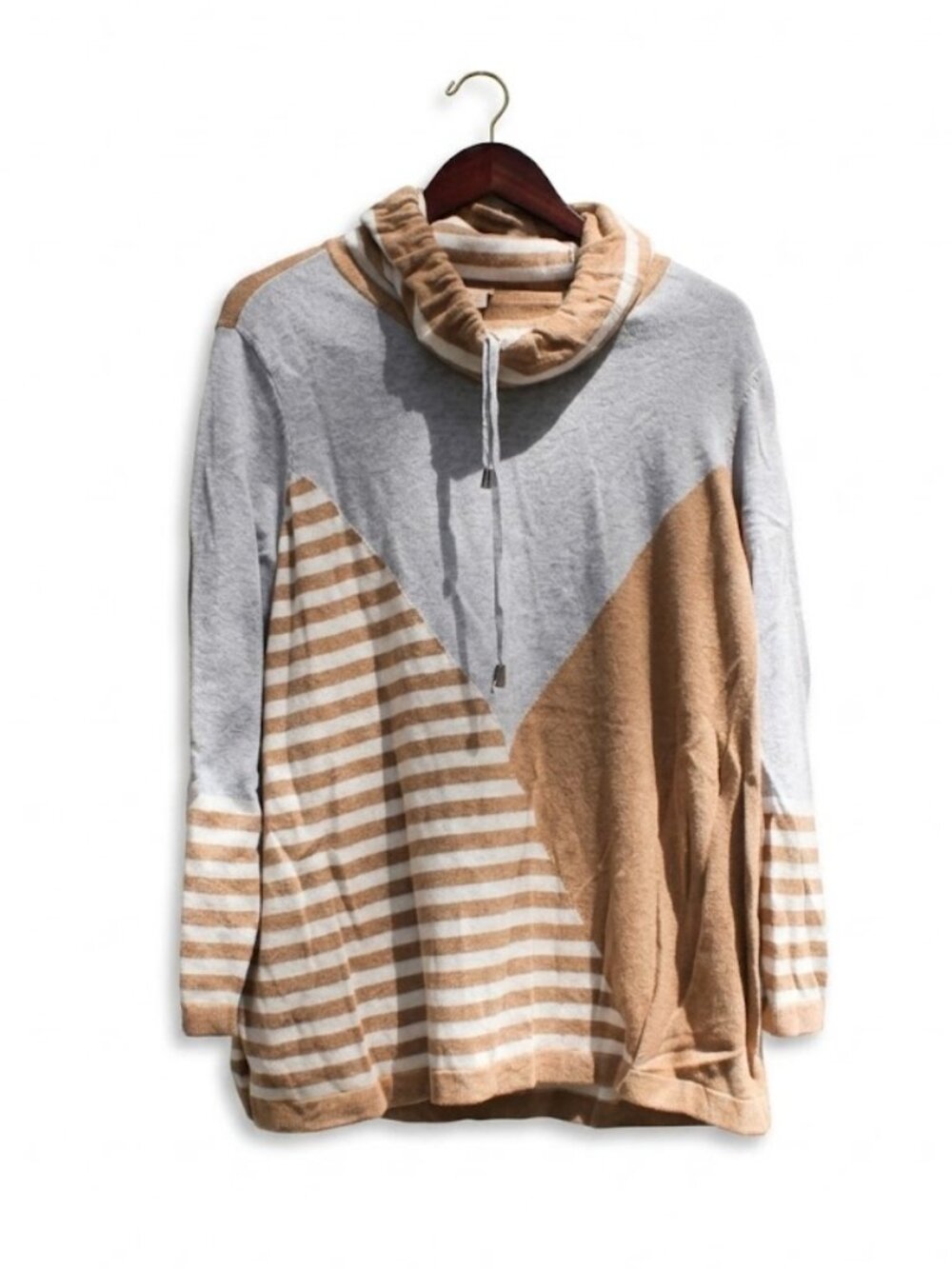 Chico’s Zenergy Colorblock Striped Cowl Neck Sweater XXL
